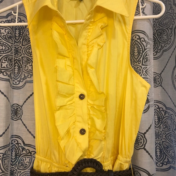 Balleyblue woven belted yellow shirt dress - Picture 3 of 5